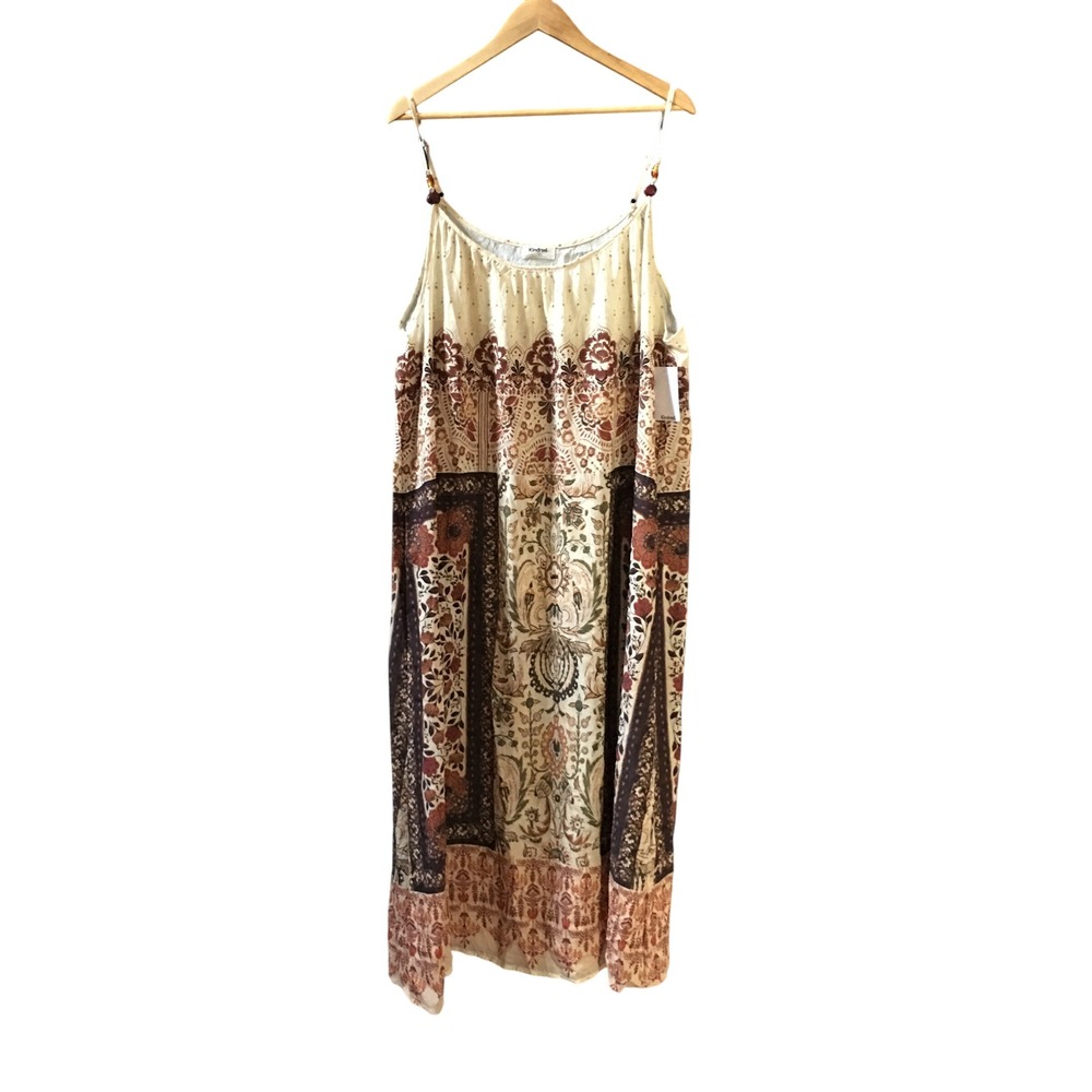 Kindred Women's Maxi Dress Plus 3X NWT Boho Paisley Floral Multicolor Vacation